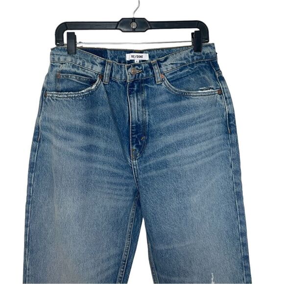 RE/DONE Worn Medium RAF 70s High-Rise Distressed Straight-Leg Jeans Size 29 - Picture 4 of 12